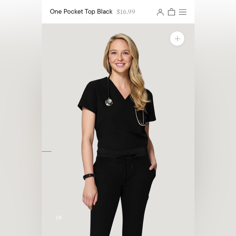 Mandala Scrub Set XS Top and Bottom in Black